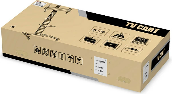 Karrocë TV EQUIP 650602, 37"-70", VESA 200x200-600x400, 50 kg, zi/bardhë