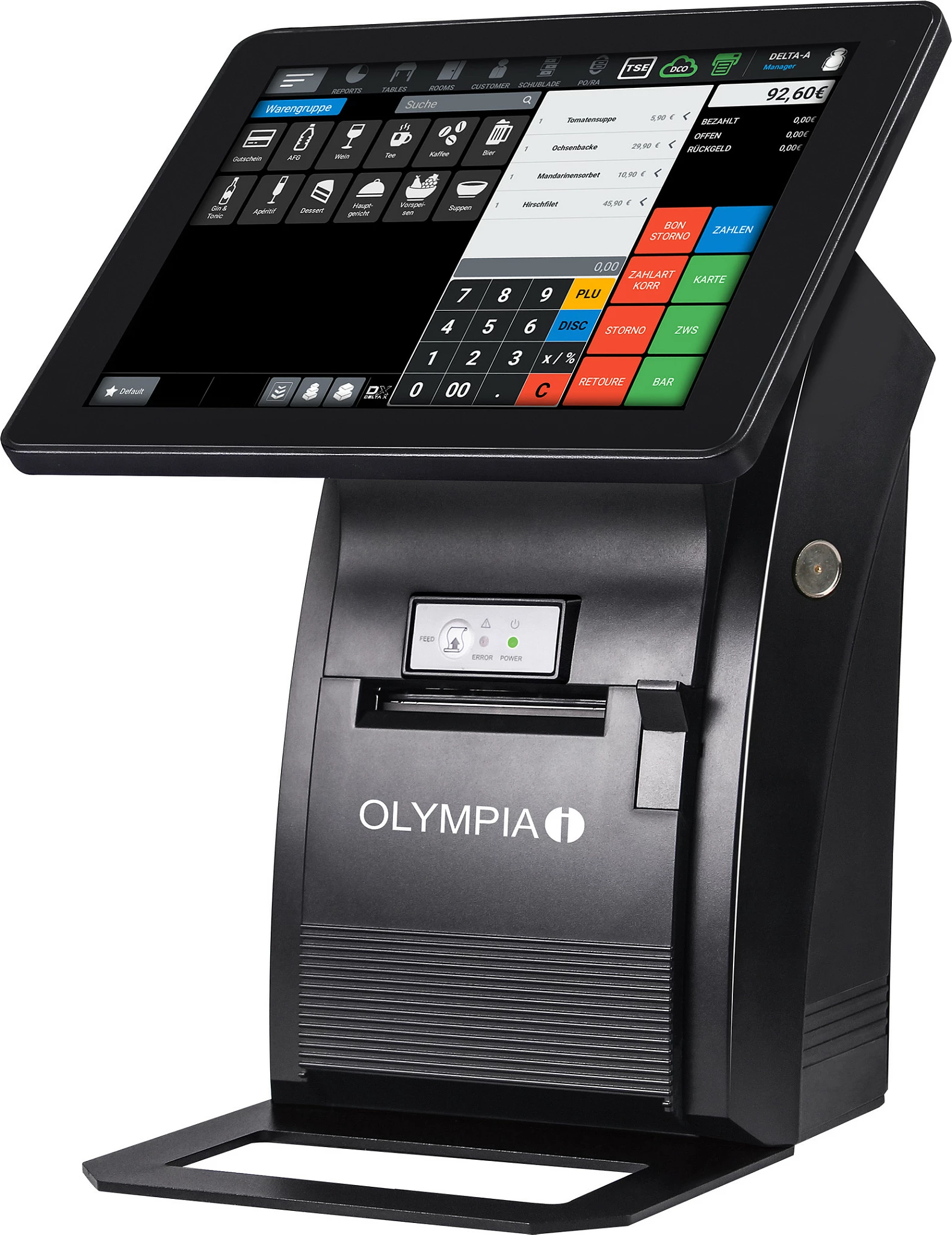 Kasa regjistruese Olympia T210 TOUCH, 10" touchscreen, Android 11, printer termik 8 cm, e zezë