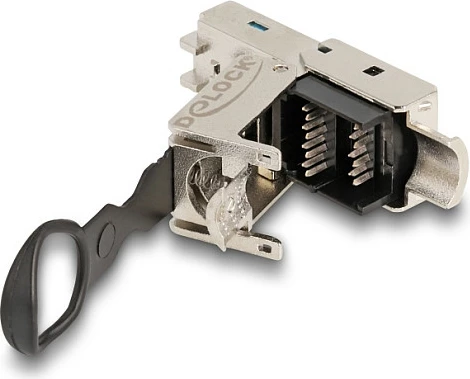 Konektor RJ45 DeLOCK Cat6a, field-assembly, push-pull, pa vegla, argjendtë