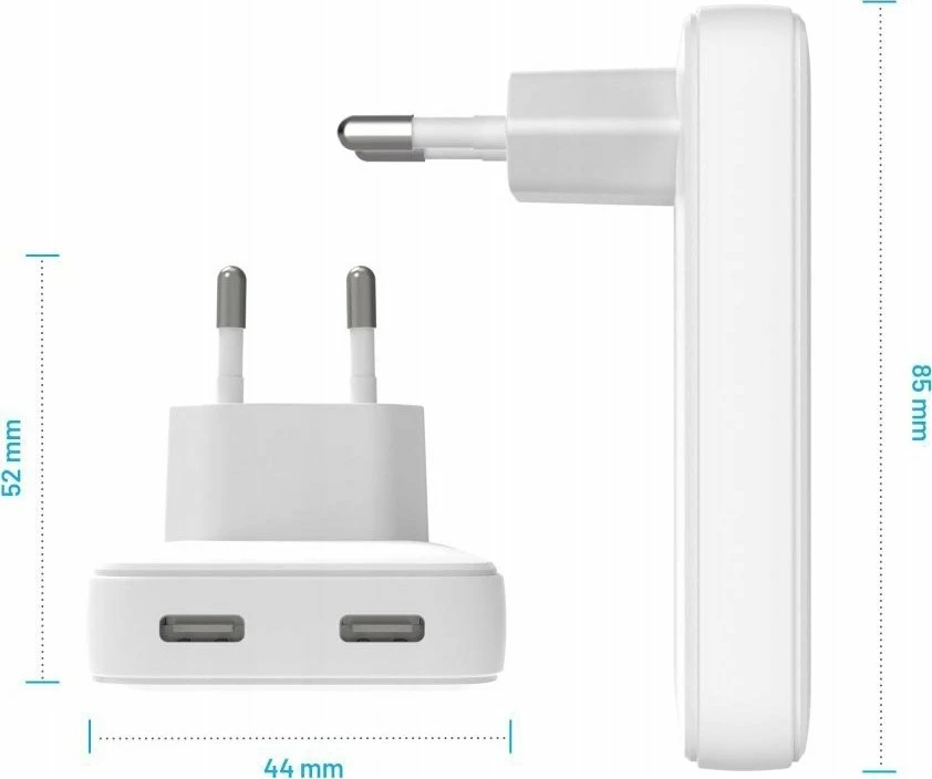 Karikues udhëtimi GaN USB-C Fixed Slim FIXCG45S-2C-WH, 45W Power Delivery, 2x USB-C, i bardhë