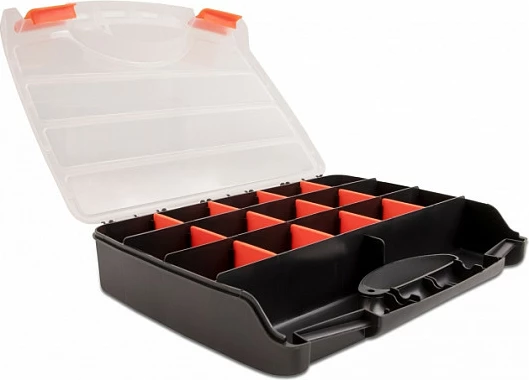 Kuti organizuese DeLOCK me 17 ndarje, 320x255x60 mm, zezë/portokalli