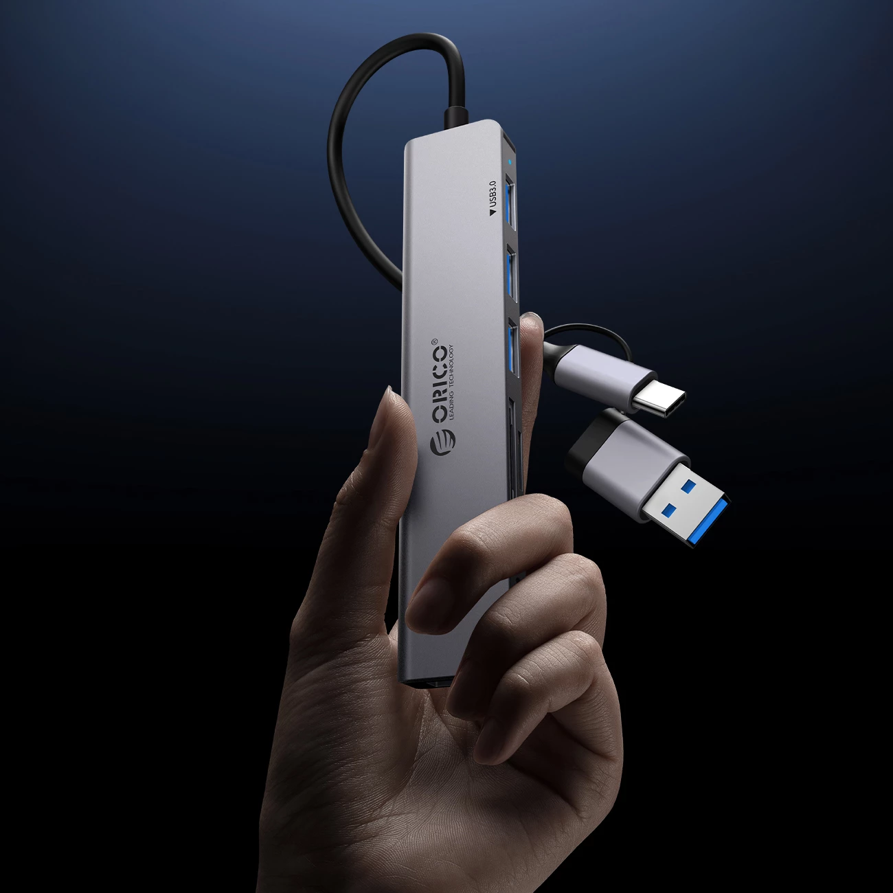 Kasë Orico YSA8-U3, 8 porta, USB-A/USB-C, Gri
