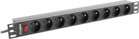 Shirit rryme PDU Lanberg PDU-09E-0300-BK 19\" 1U 9x 230V kabllo 3m, i zi