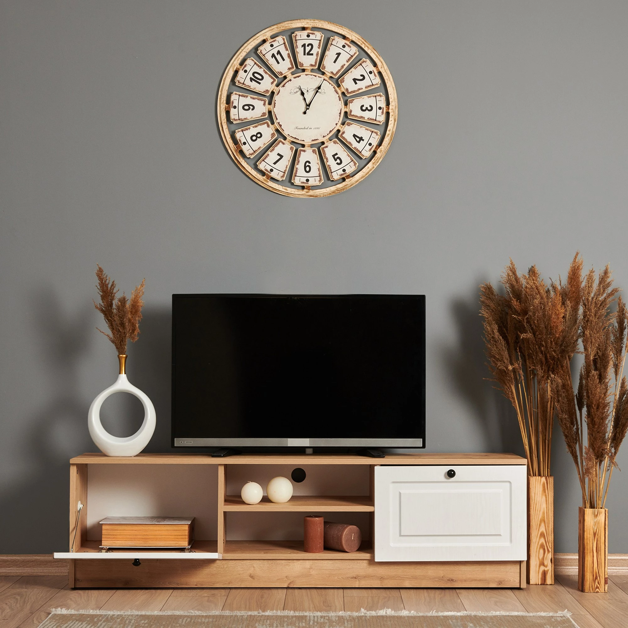 Komodë TV Skye Decor, ngjyrë lis safir dhe arre, Tuvalle 044