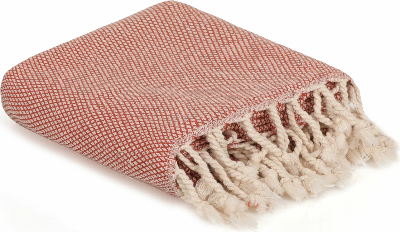 Peshqir plazhi Fouta, model Honeycomb, ngjyrë e kuqe pllake, Mijolnir Likya, 95x190cm