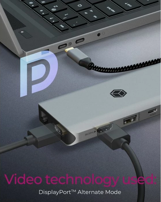 docking station USB-C ICYBOX IB-DK4061-CPD 12-në-1 Power Delivery 100W, antracit/zezë