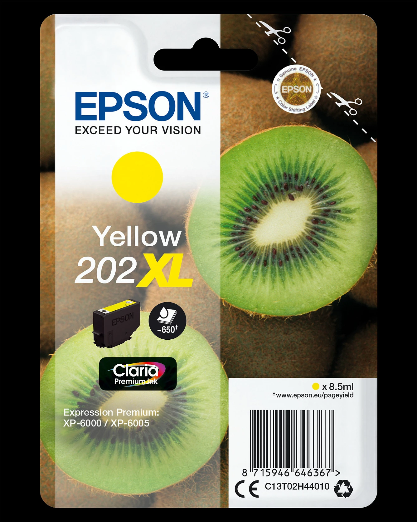 Toner Epson Kiwi 202XL Claria Premium, verdhë, XL, 8.5ml