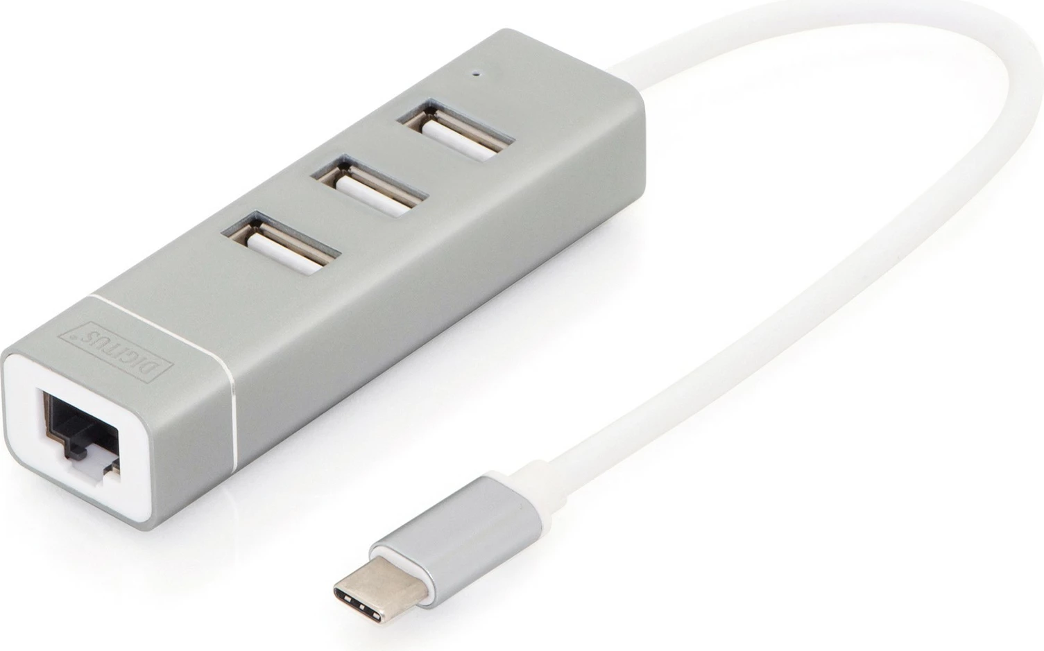 Hub USB Digitus, 3 porte, Ethernet, Alumini