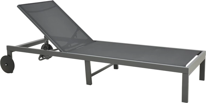 Shezlong Mailo, alumin i zi, tekstilene e zezë, 71x206x30cm