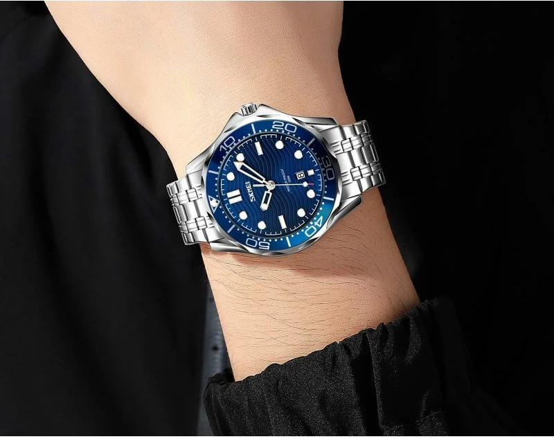 Orë dore për meshkuj Skmei, argjendtë/navy blue