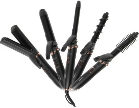 Set për stilim flokësh 5-në-1, Adler AD 2028, veshje qeramike, 1200 W, kabllo 180 cm, i zi