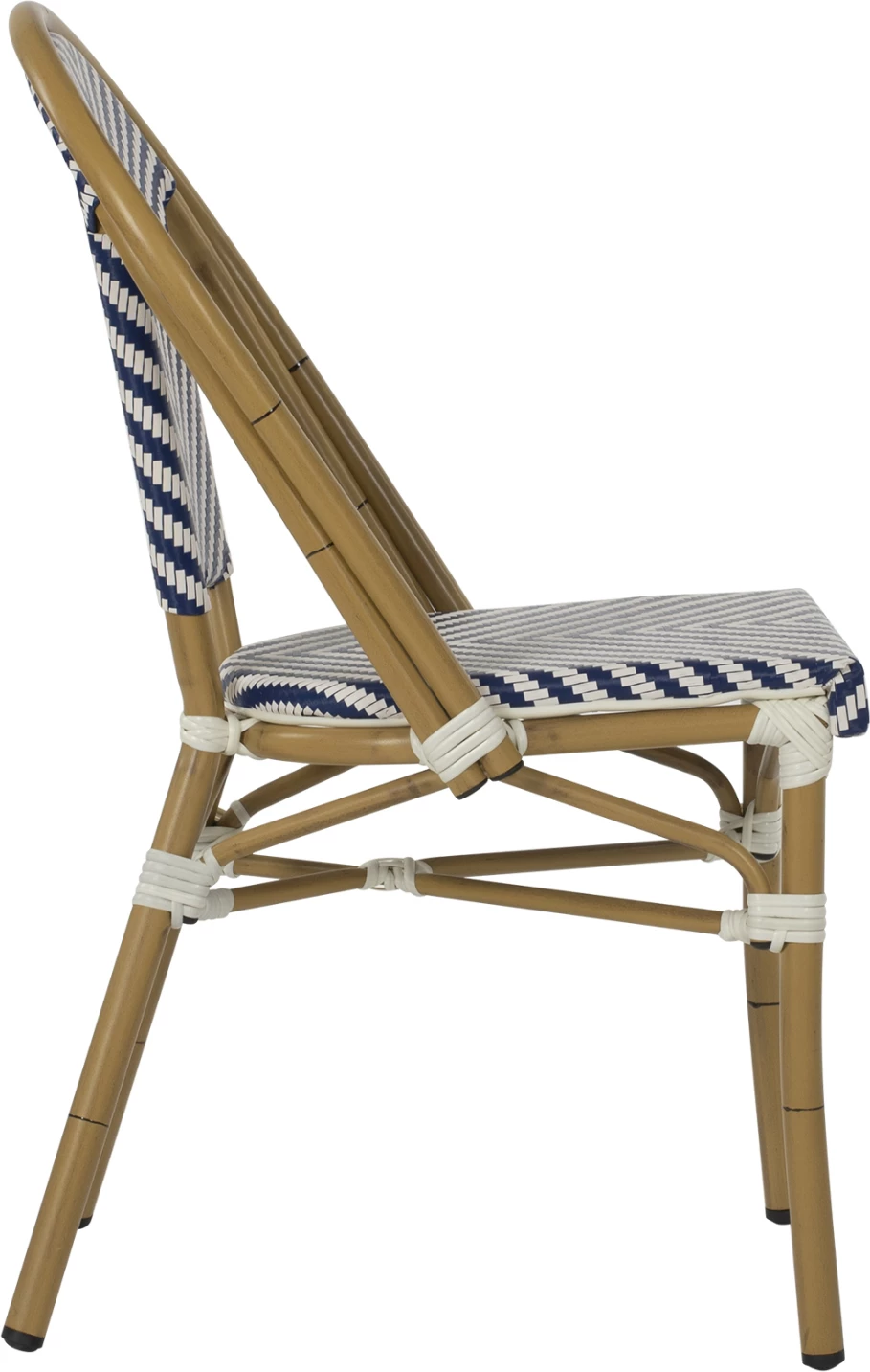 Karrige alumini, pamje bambuje natyrale, tekstilene blu dhe bardhë, FH5860.02, 46x56x88H cm