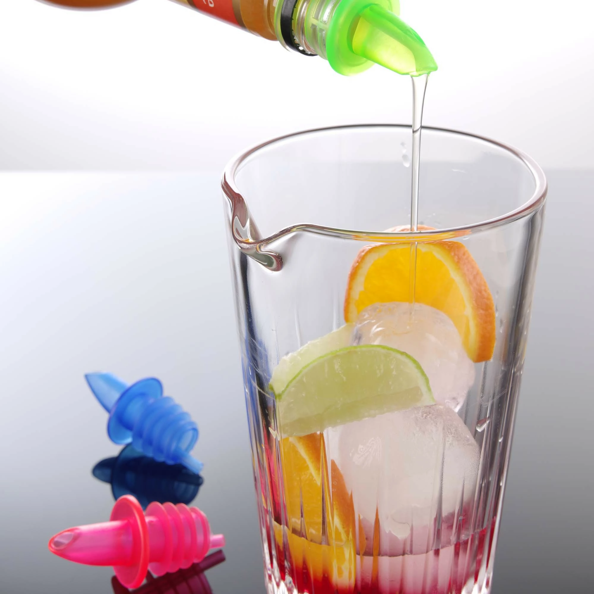 Grykë derdhjeje free flow për shishe, Bar Up, EVA, ngjyra fluorescente, set 6 copë (2x blu, 2x të kuqe, 2x jeshile)