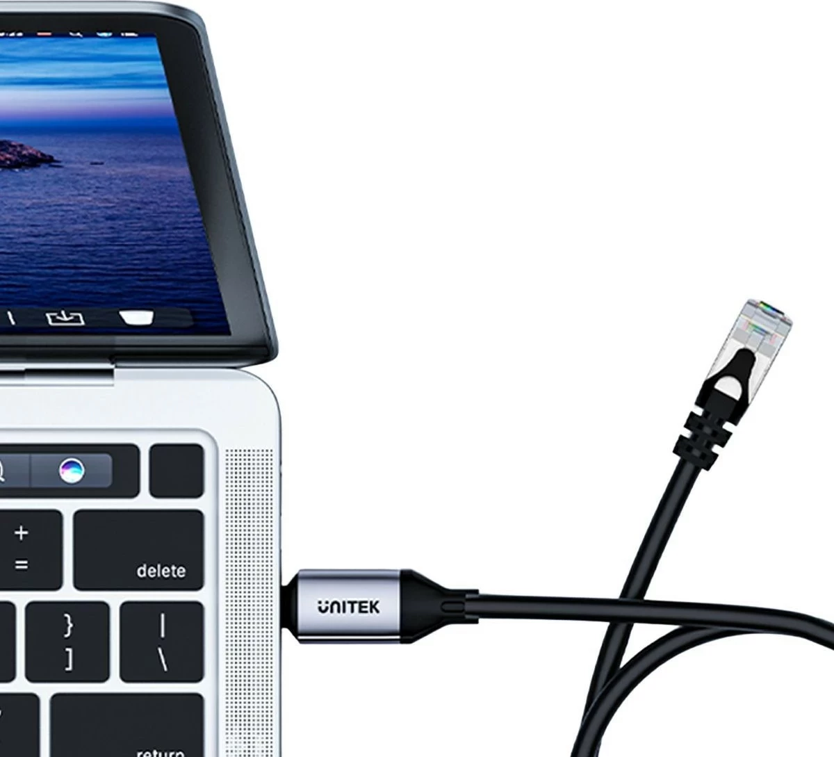 Kabëll Ethernet Unitek USB C RJ-45 LAN, 2m, zi-argjendtë