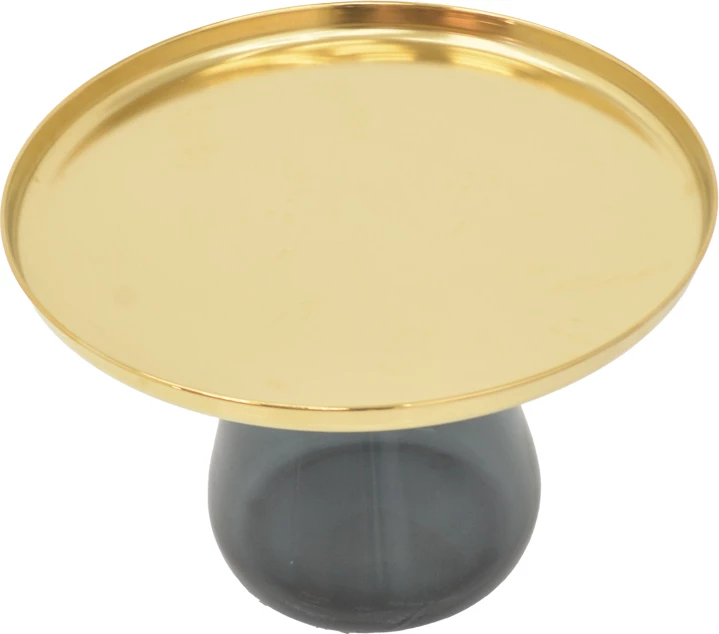 Tavolinë kafeje Kunlo Inart krom i artë-xham i zi D60x42cm