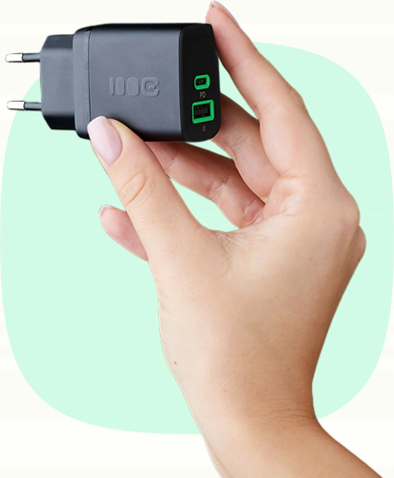 Karikues rrjeti Green Cell PowerSource Duo30 CHARB-GC-30AC-B 30W, 1x USB-A/1x USB-C, PD 3A, i zi