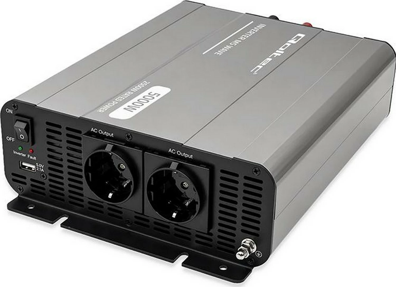 Inverter veture Qoltec MS Wave, 12V në 230V, 2500/5000W, USB, hiri