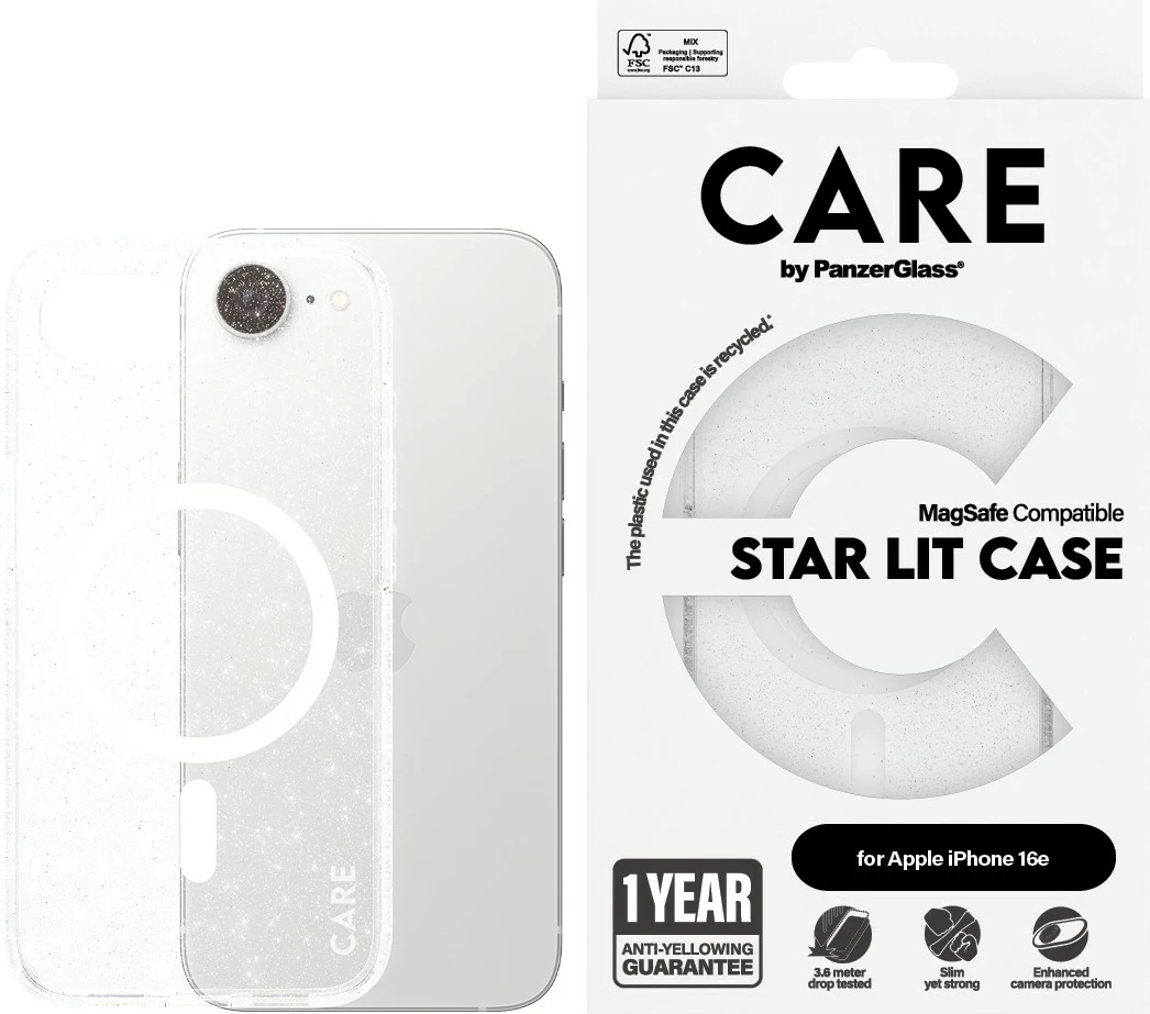 Mbështjellës PanzerGlass CARE Case Flagship Combat MagSafe për iPhone 16e, transparent