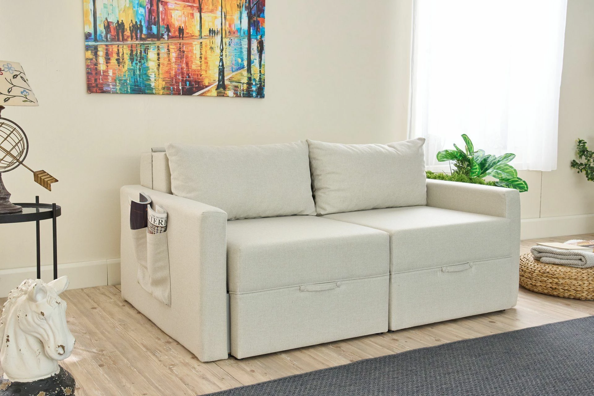 Divan-krevat dy vendësh, Atelier del Sofa, Saros, krem