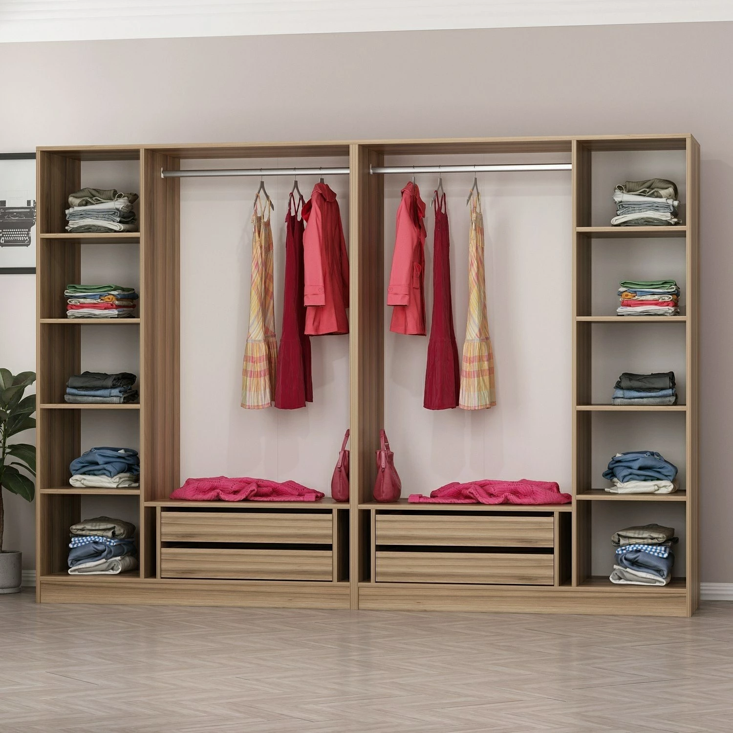Dollap garderobe Skye Decor, ngjyrë dore, 270x190x52cm