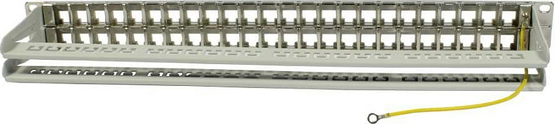 Patch panel Synergy21 Keystone 19", 48 porta TP/Keystone, 1U, gri e çelët