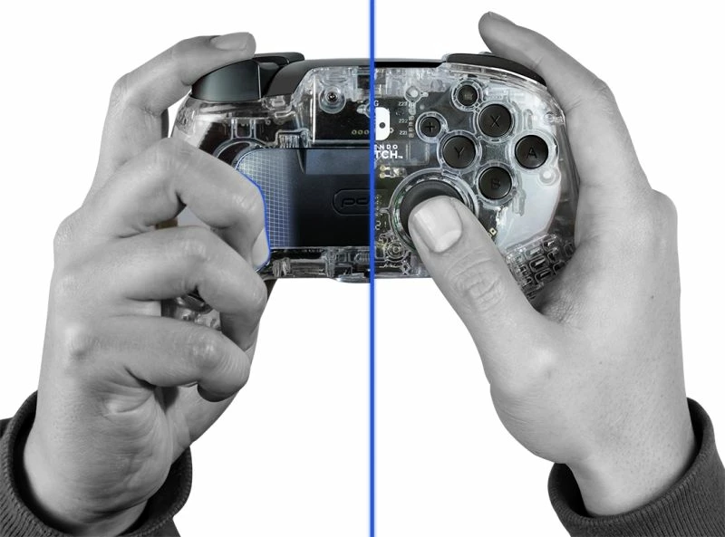 Pad wireless PDP Afterglow Deluxe 500-137-EU, LED prismatic, për Nintendo Switch, transparent