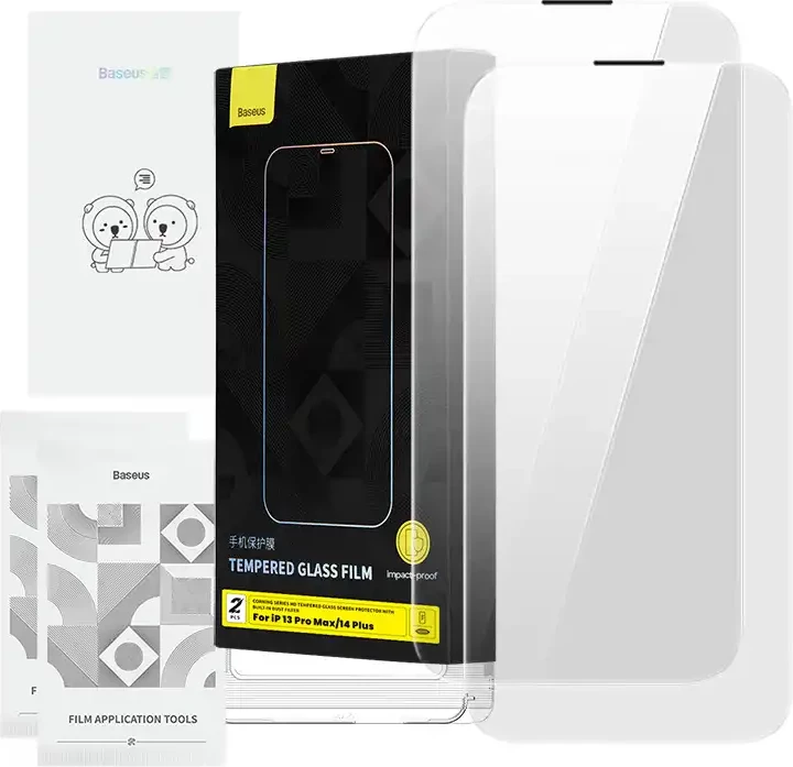 Xham i fortë Baseus Corning për iPhone 13 Pro Max/14 Plus me filtër pluhuri