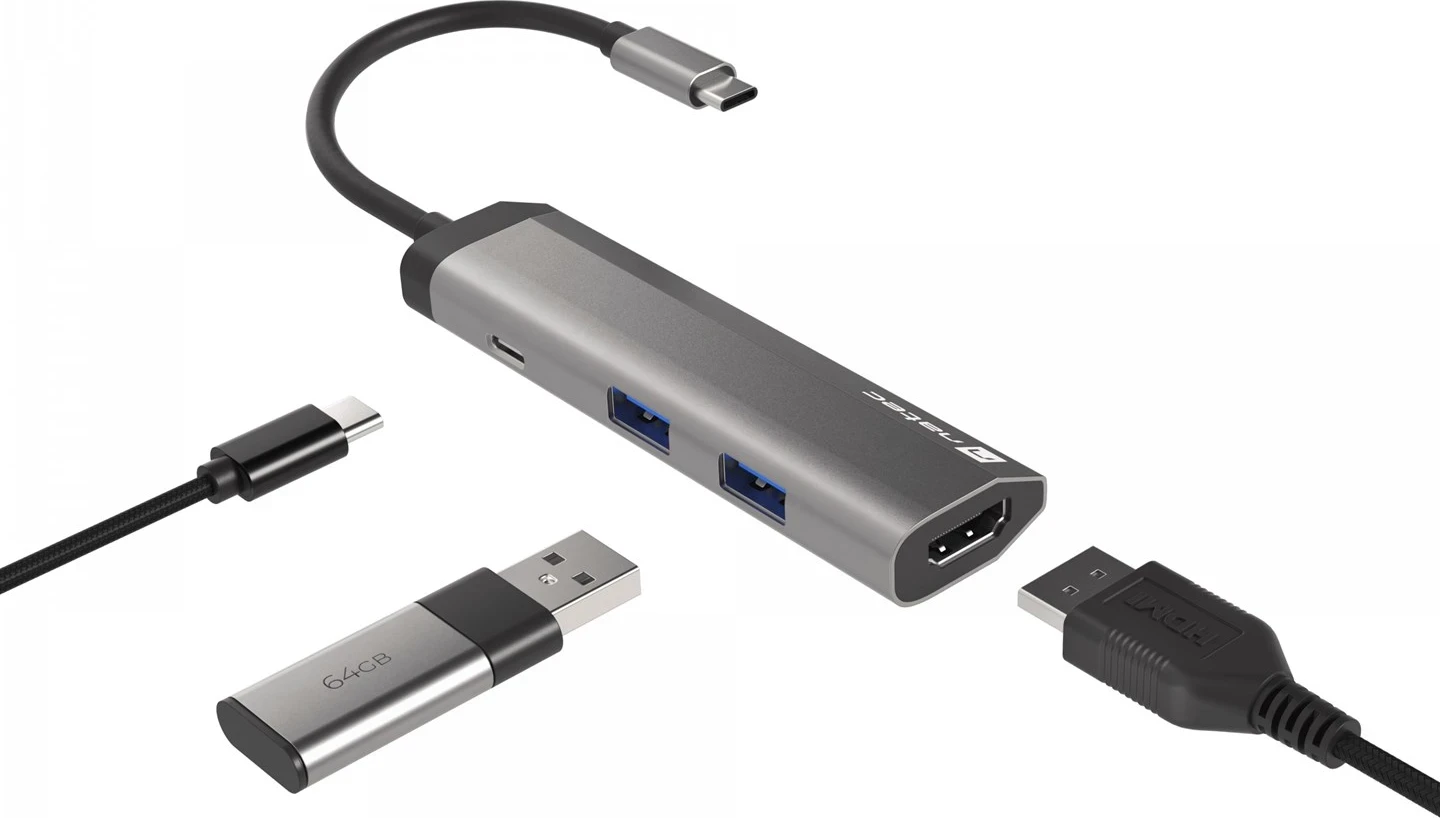 Kasë NATEC Fowler Slim Wired USB 3.2 Gen 1 (3.1 Gen 1) Type-C, E zezë, Krom