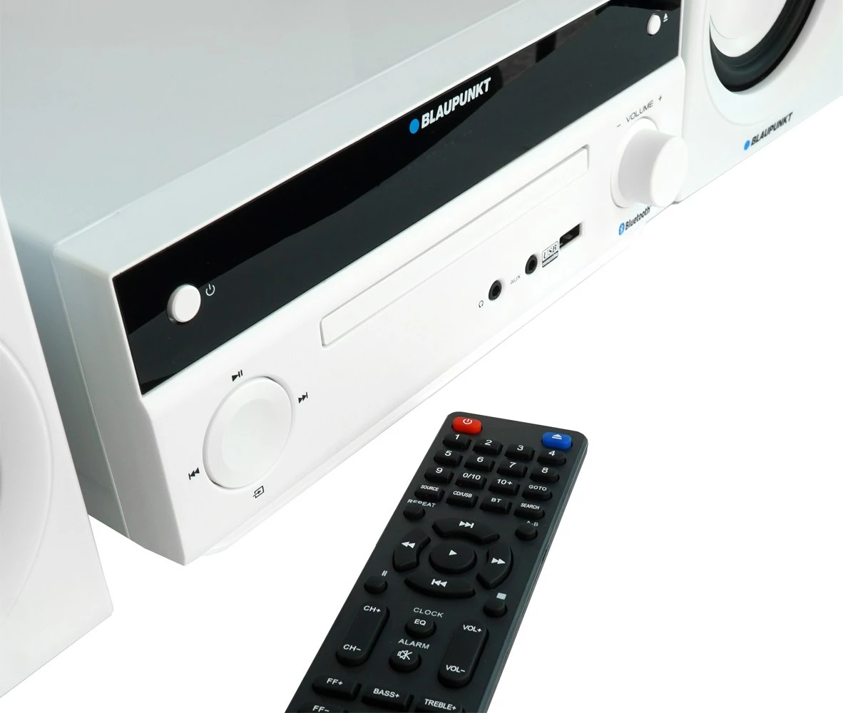 Mini sistem audio Blaupunkt MS30.2BT Edition me Bluetooth, USB, CD, i bardhë