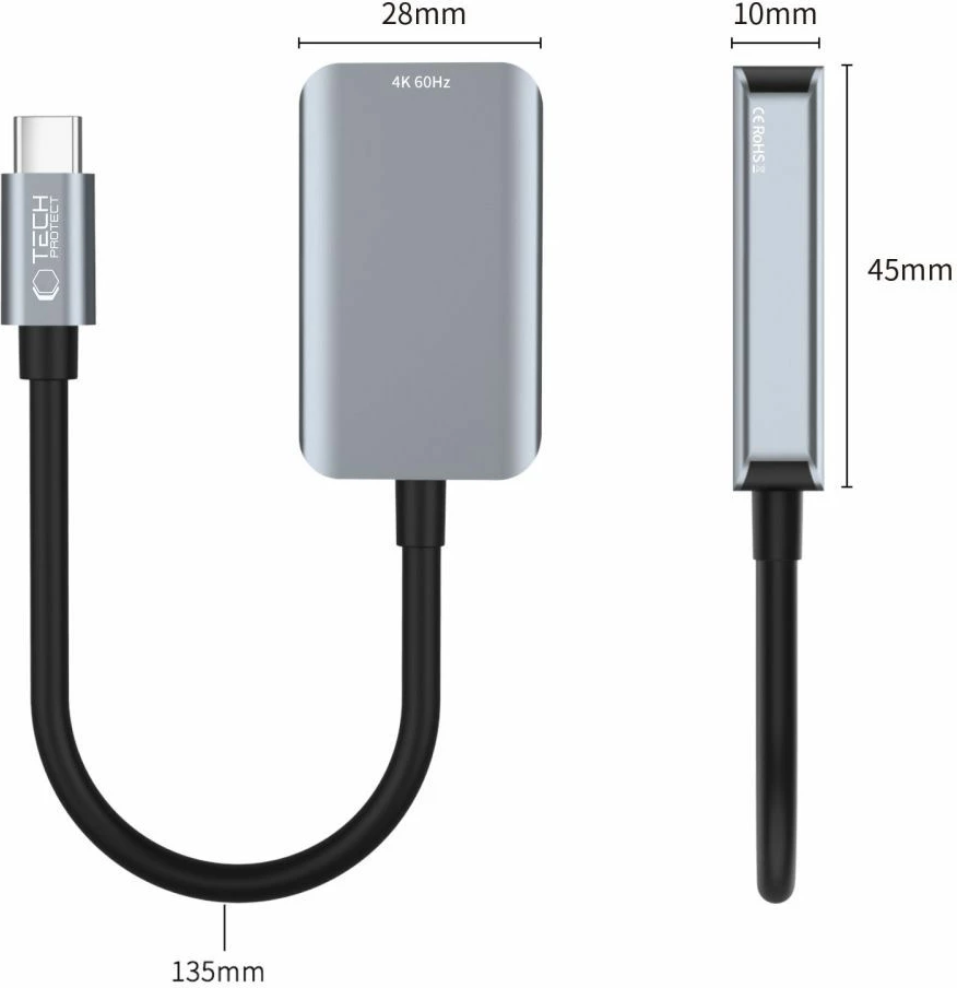 Adapter Tech-Protect UltraBoost USB-C në HDMI 4K 60Hz, i zi