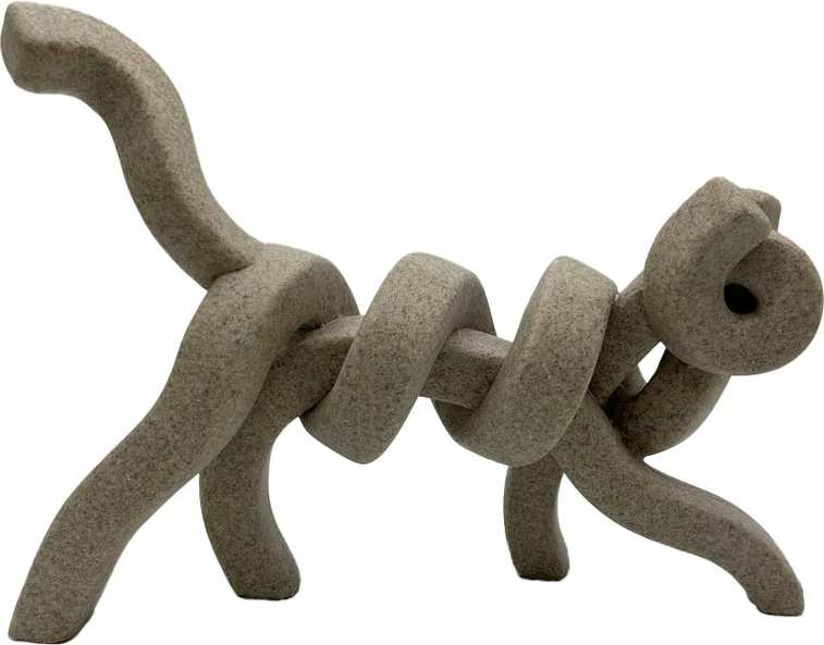 Dekor mace abstrakte, ngjyrë gurë-bezhë, 29.8x7.7x21.6cm