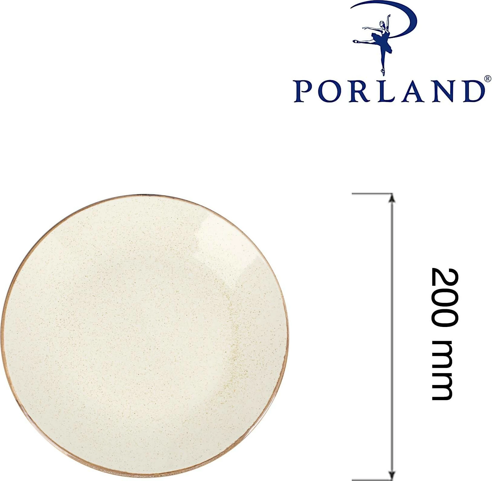 Pjatë e sheshtë Porland Seasons Sand 200 mm, bezhë/krem, set 6 copë