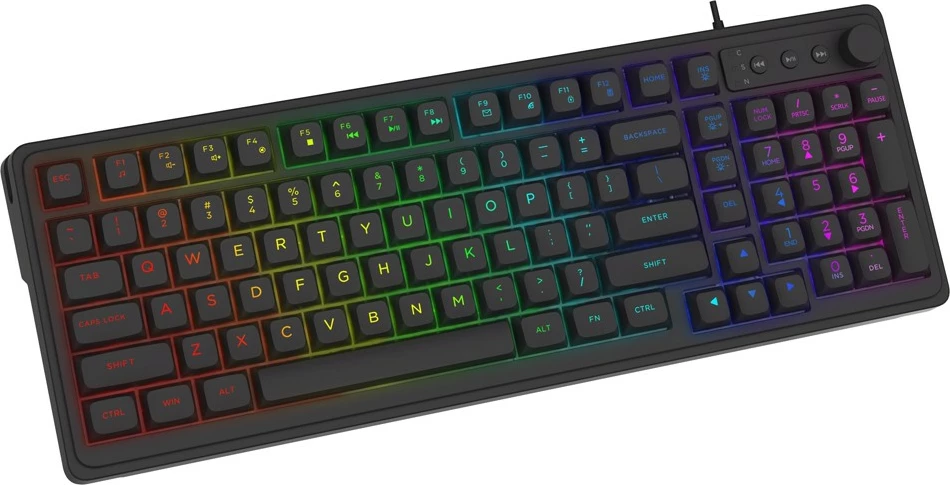 Tastierë gaming Savio GALAXIS, membrane, RGB, me kabllo USB 1.5 m, US QWERTY, e zezë