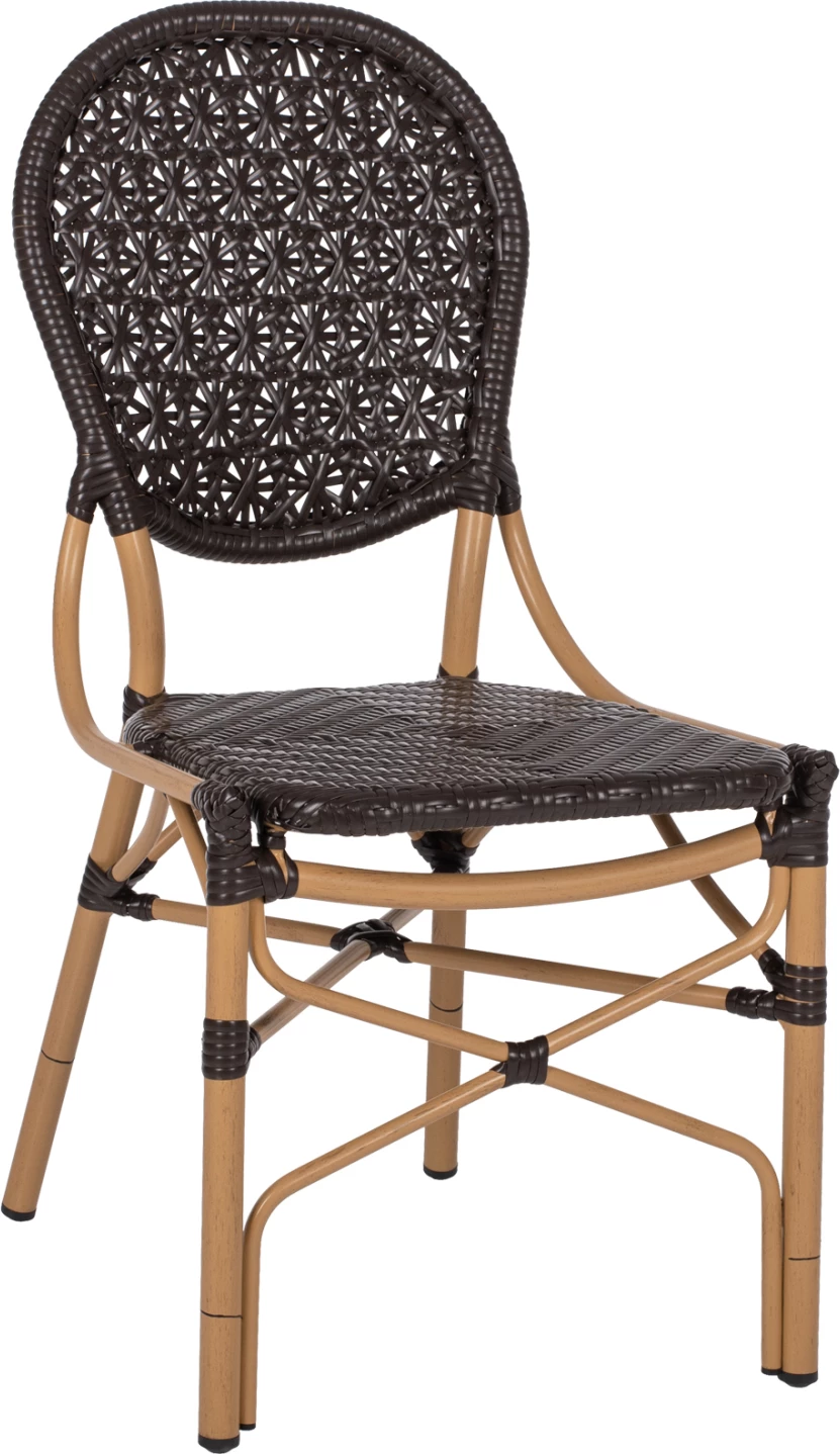 Karrige alumini me pamje bambuje dhe ratan PE në ngjyrë kafe FH5925.01 47x58x95Hcm