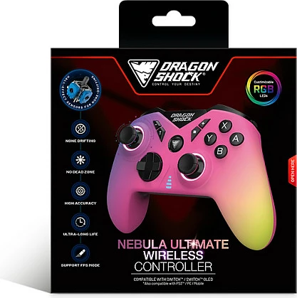 Kontroller DragonShock Nebula Pro wireless për Nintendo Switch, Bluetooth, USB-C, LED, 550mAh, multicolor
