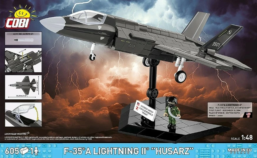 Set ndërtimi Cobi F-35A Lightning II HUSARZ, 605 pjesë, gri