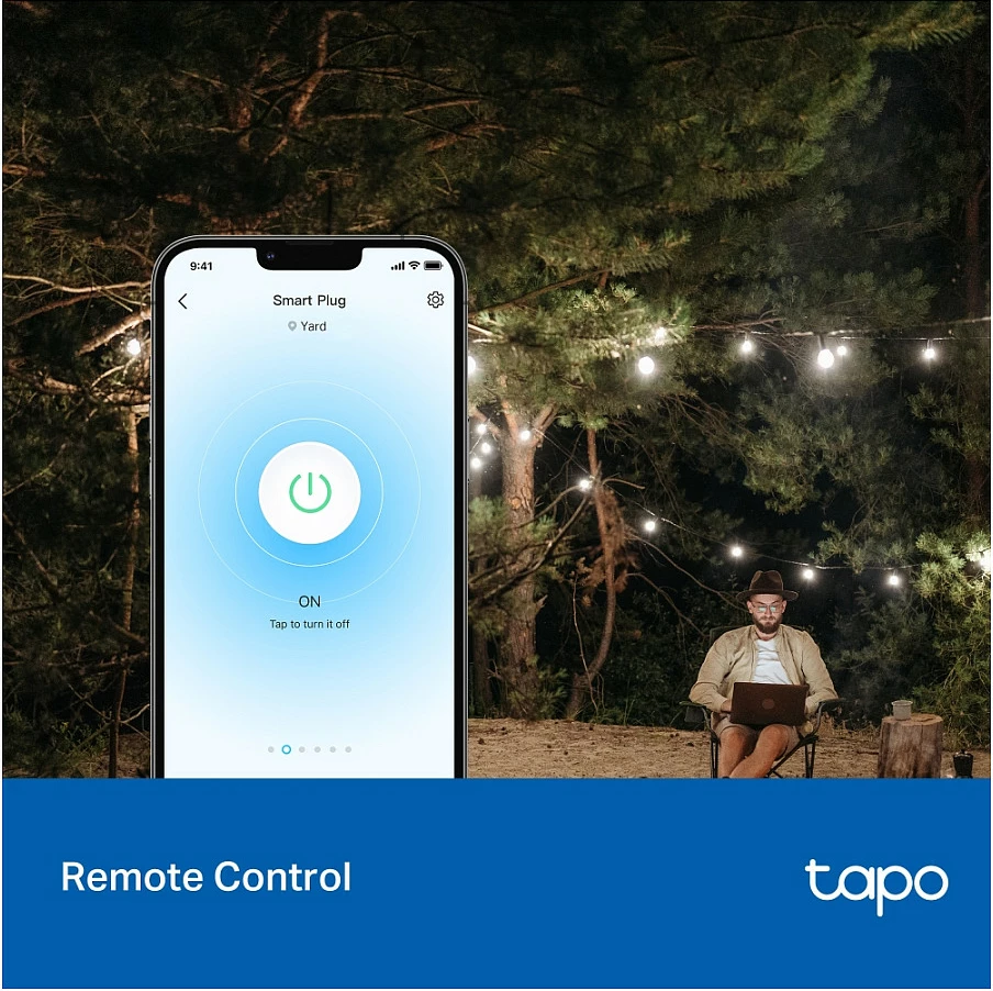 Prizë smart TP-Link Tapo P410M, outdoor, Wi‑Fi, Matter, IP54, 16A, e zezë