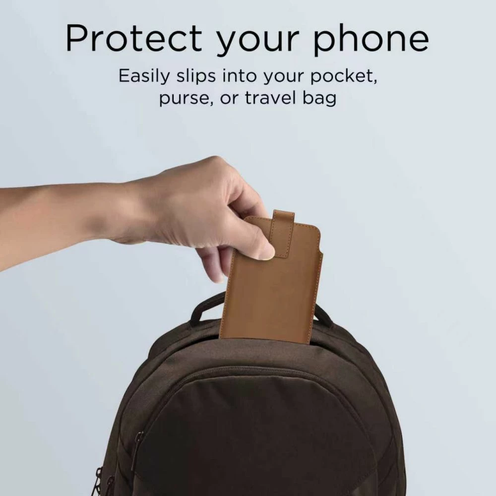 Mbështjellës Tech-Protect SM65 për celular 6.0-6.9", lëkurë ekologjike, kapëse magnetike, kafe, 1 copë