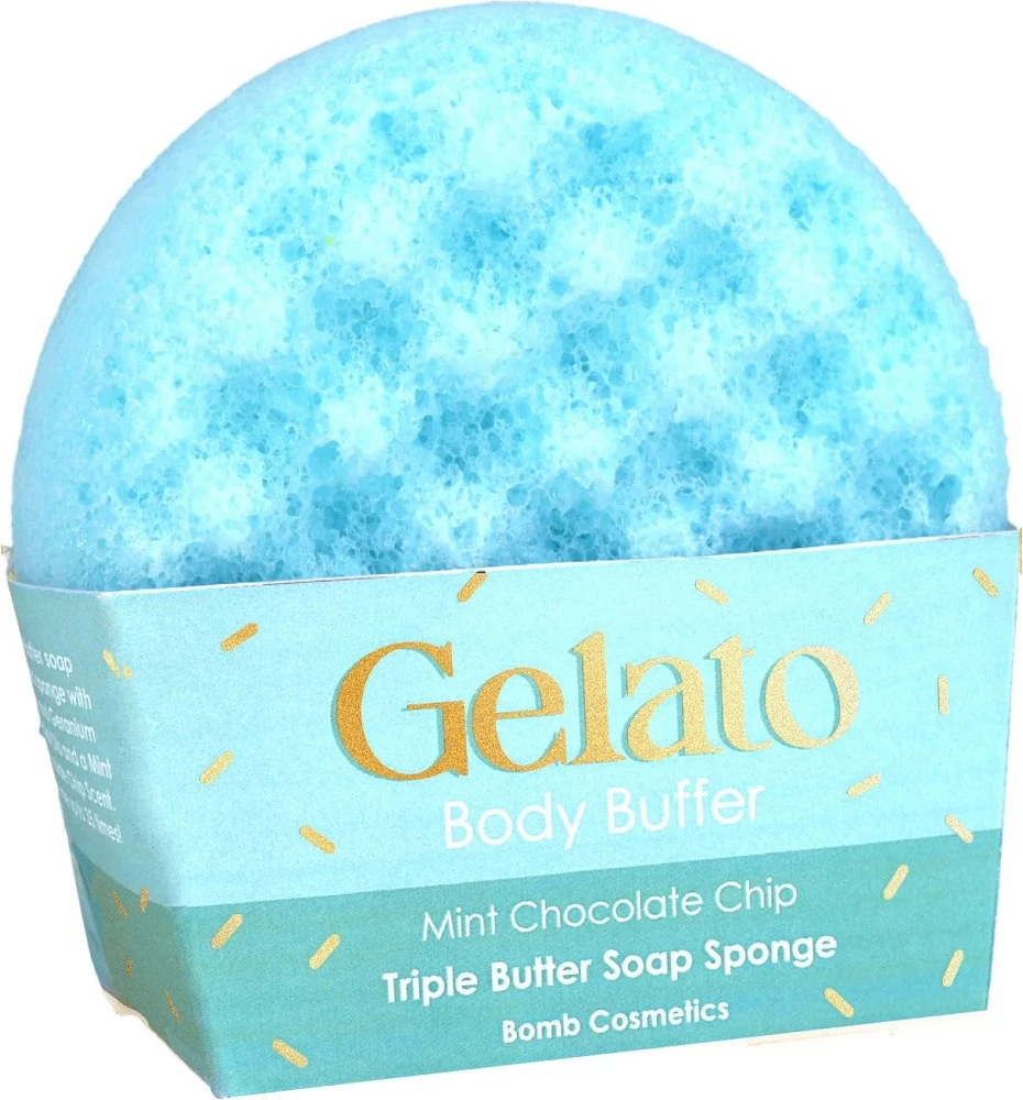 Sfongjer për trup me sapun Bomb Cosmetics Gelato Body Buffer për femra Mint Chocolate Chip 200g