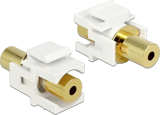 Adapter Keystone DeLOCK 2x 3.5mm (F/F), kontakte të arta, bardhë/ari
