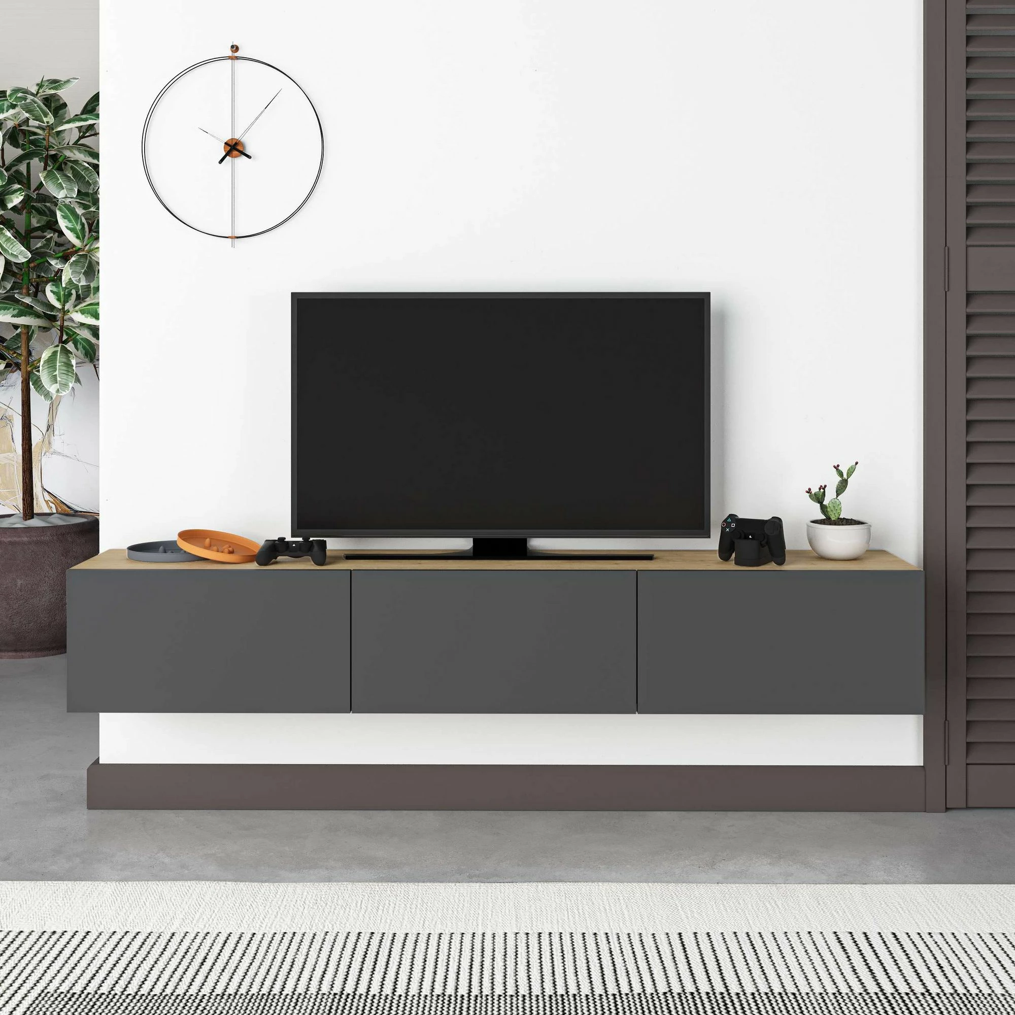 Komodë TV Skye Decor Francy 180, ngjyrë lis safir, antracit