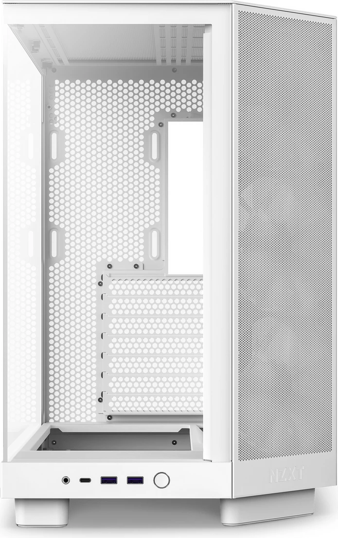 Kasë NZXT H6 Flow CC-H61FW-R1 me ajrosje të lartë, panel xhami të temperuar, portë USB-C, e bardhë