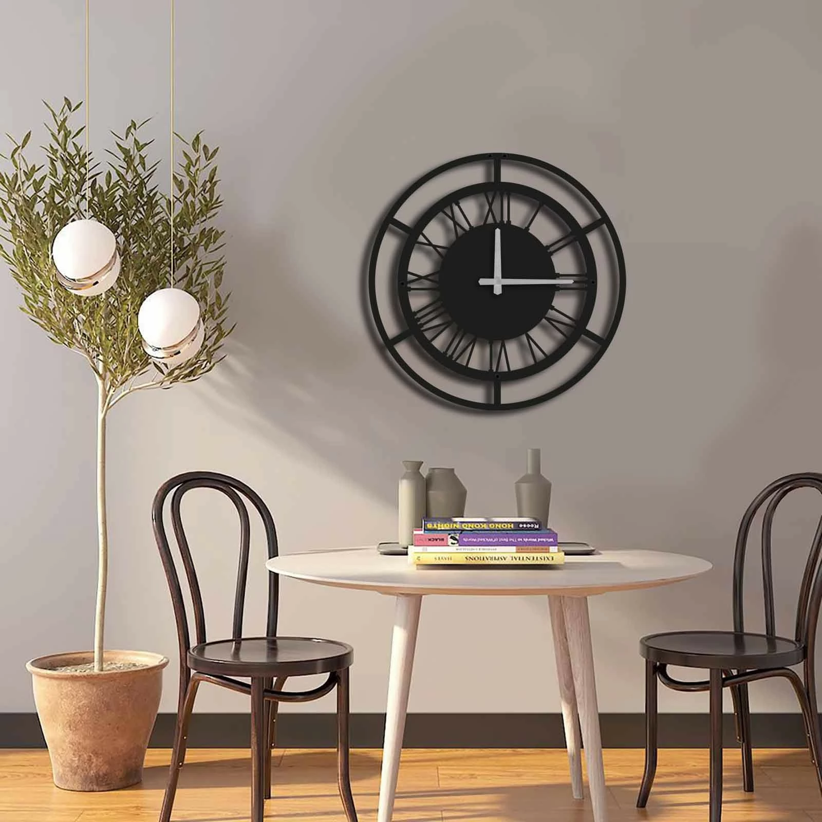 Orë muri dekorative prej metali, Wallity, MTS - 005, e zezë, 49x49cm
