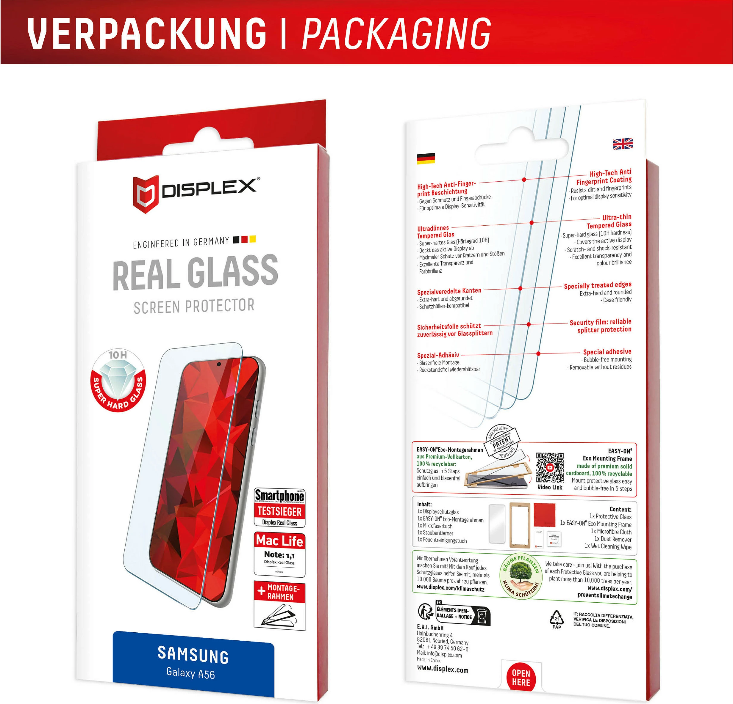 Xham mbrojtës Displex Real Glass për Samsung Galaxy A56, 10H, transparent