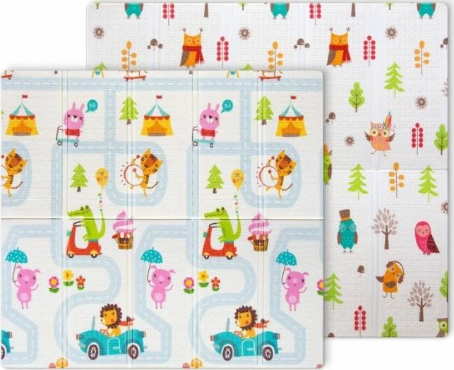 Tapet lojërash foam i palosshëm Milly Mally Play Street T1, dy-anësh, XPE, antirrëshqitës, i papërshkueshëm nga uji, me çantë, shumëngjyrësh