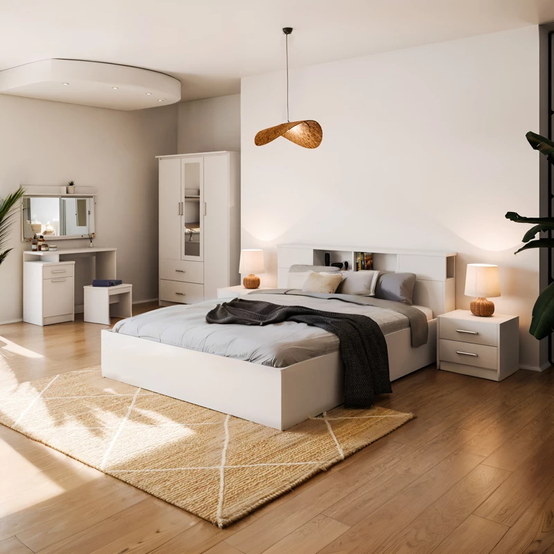 Krevat dopio Olympus, ngjyrë e bardhë antike, 160x200 cm