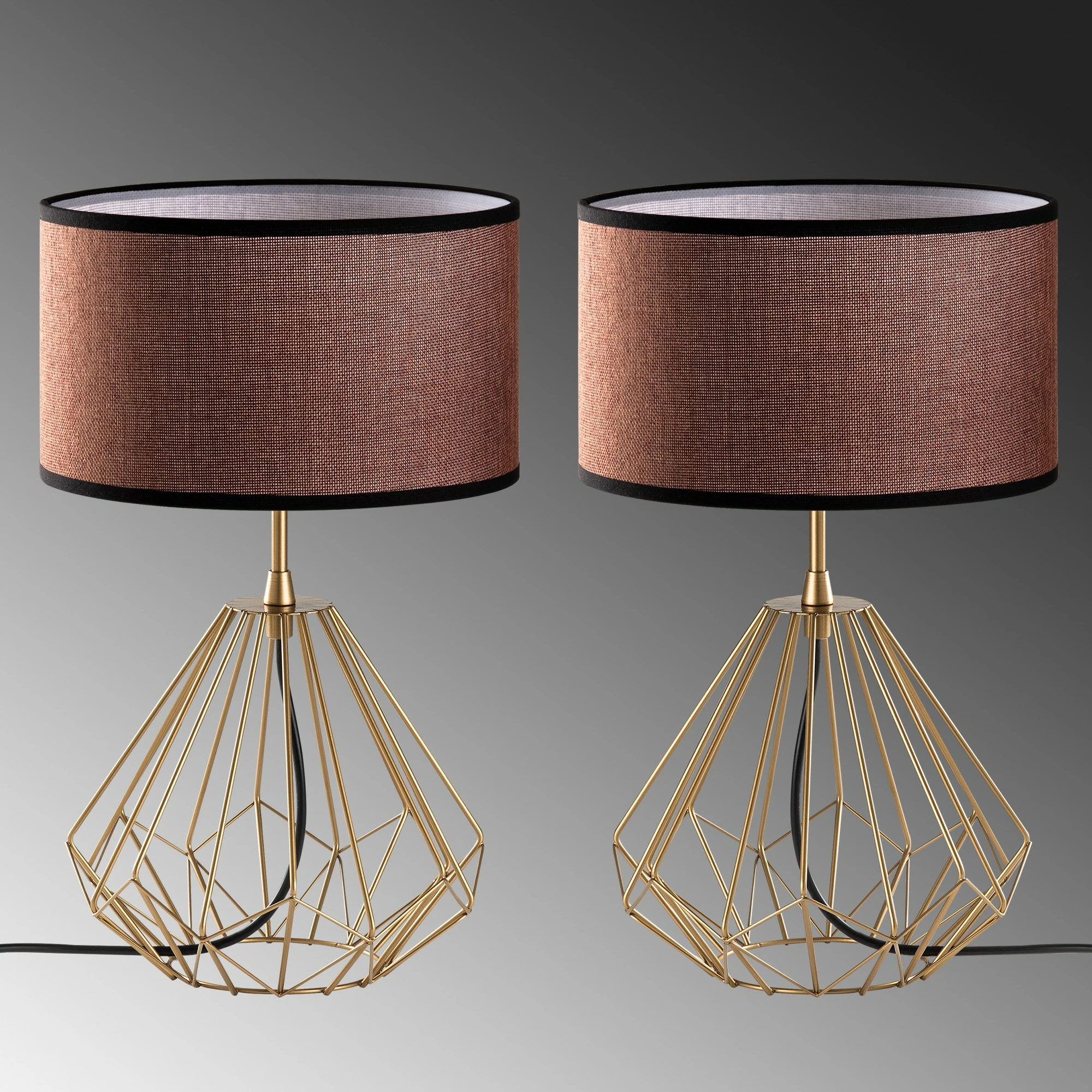 Set llamba tavoline Opviq, Diamond, ngjyrë ari, S-713, 2 copë