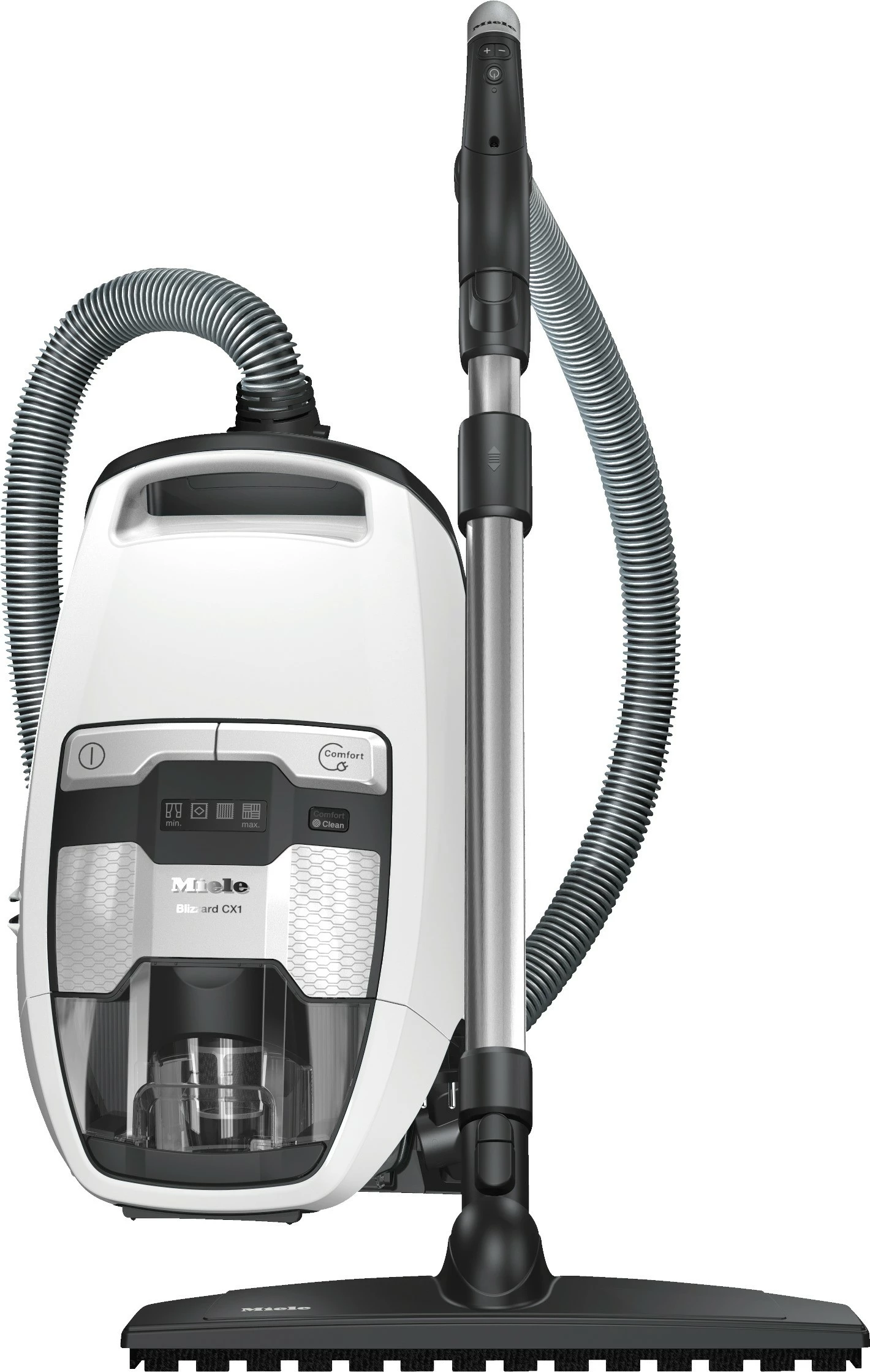 Fshesë me korrent Miele Blizzard Comfort XL Powerline 890W pa qese me filtër HEPA, e bardhë, me set aksesorësh