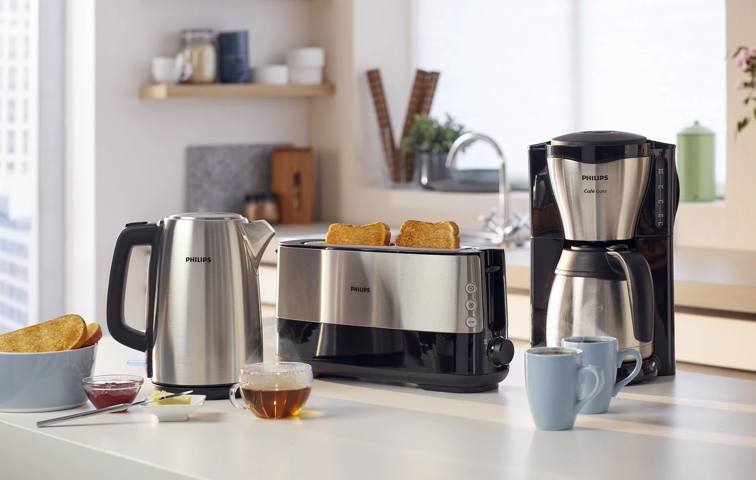 Aparat kafeje me filtër Philips Café Gaia HD7546/20, 1000 W, ibrik termo, zi/argjendtë