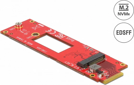 Konverter DeLOCK E1.S në M.2 Key M, NVMe, PCIe 4.0, i brendshëm, i kuq